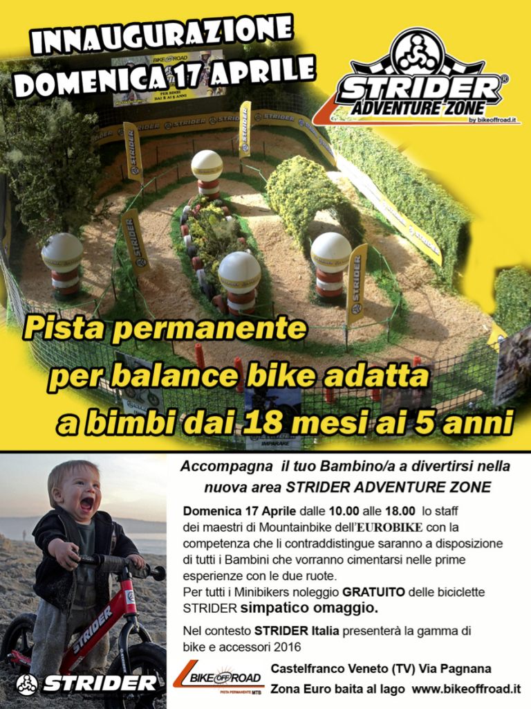 Inaugurazione Strider Adventure Zone - Pista permanente per bambini 1,5-5 anni