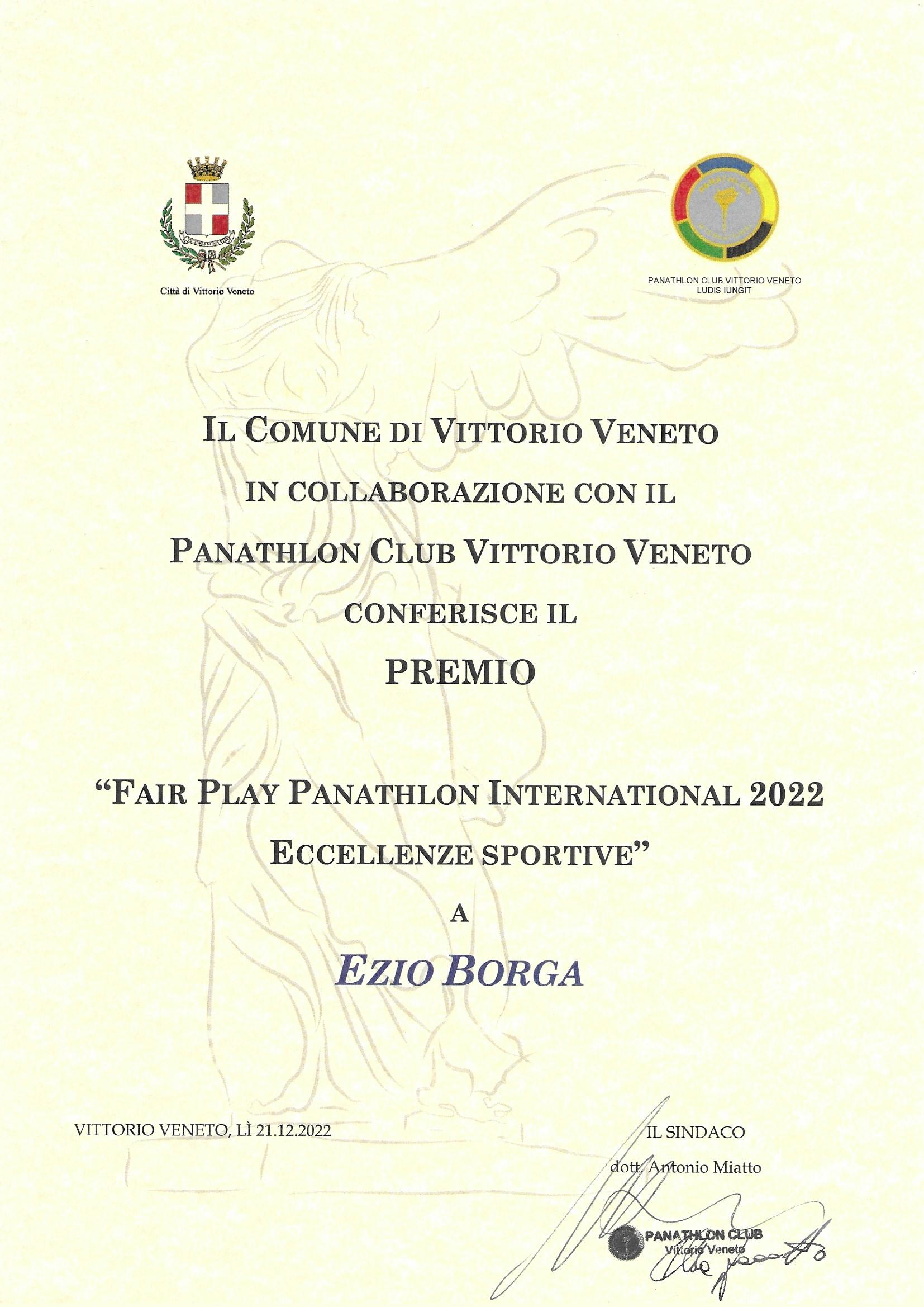 Premio Fair Play Panathlon Club International 2022